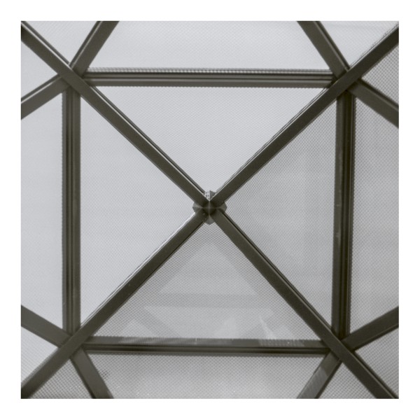 Skylight Black and white photo of a square divided into triangles and the edges each then split off into other triangles. A reflection is visible in the right and bottom central triangles cluing-in the viewer into it being a glass window (it's a glass ceiling actually).